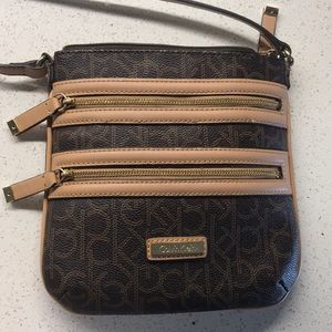 Calvin Klein brown leather crossbag